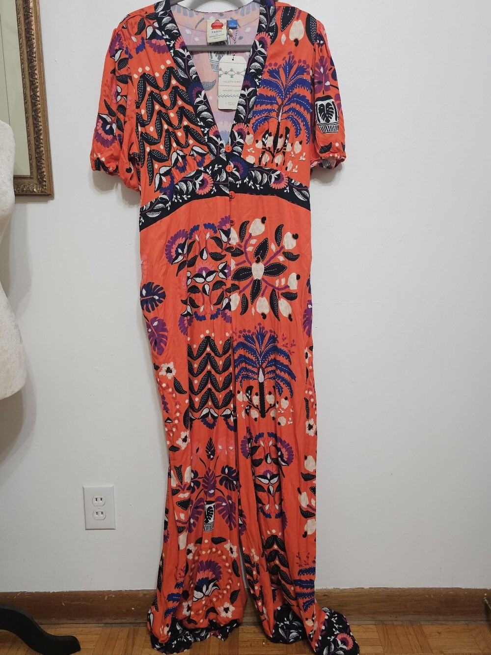 Farm Rio Floral Button Up Jumper For Anthropologie Sz XL